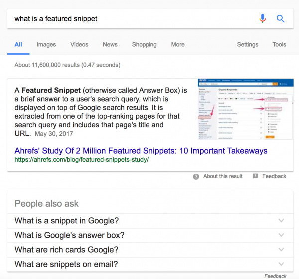 Google 精選摘要 featured snippets